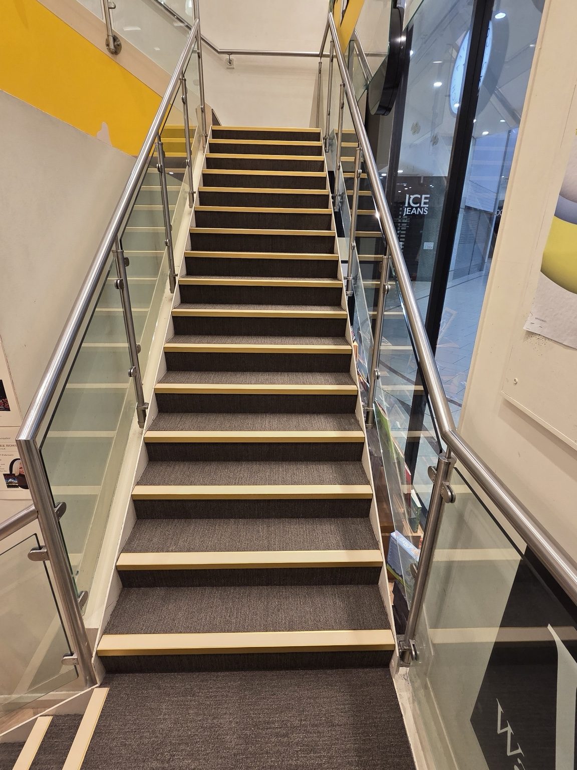 Commercial staircase — photographed OJR Joinery work